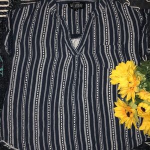 Navy blue top with white pattern!